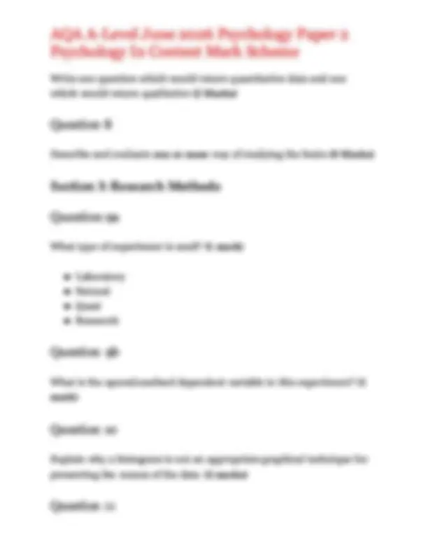 2026 AQA A Level Psychology Paper 2: Psychology in Context Question ...