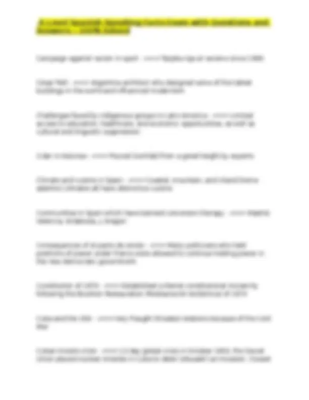 A Level Spanish Speaking Facts Exam with Questions and Answers - 100% ...
