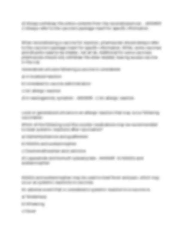 APhA Immunization Home Study EXAM (updated 2026) Questions & Answers ...