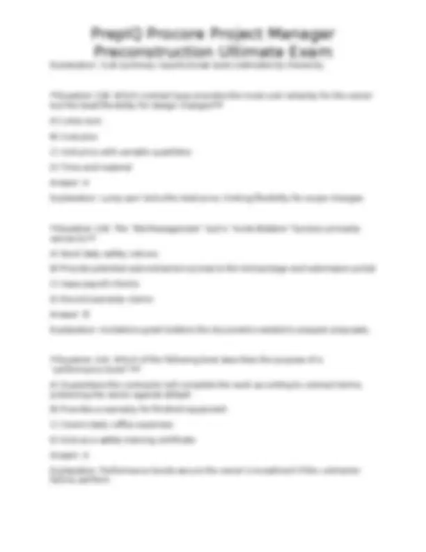 PrepIQ Procore Project Manager Preconstruction Ultimate Exam | Exams ...