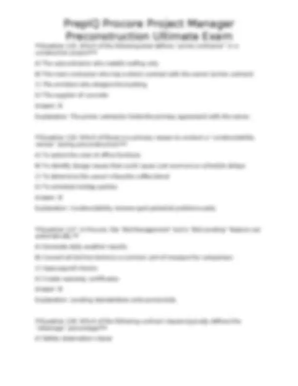 PrepIQ Procore Project Manager Preconstruction Ultimate Exam | Exams ...