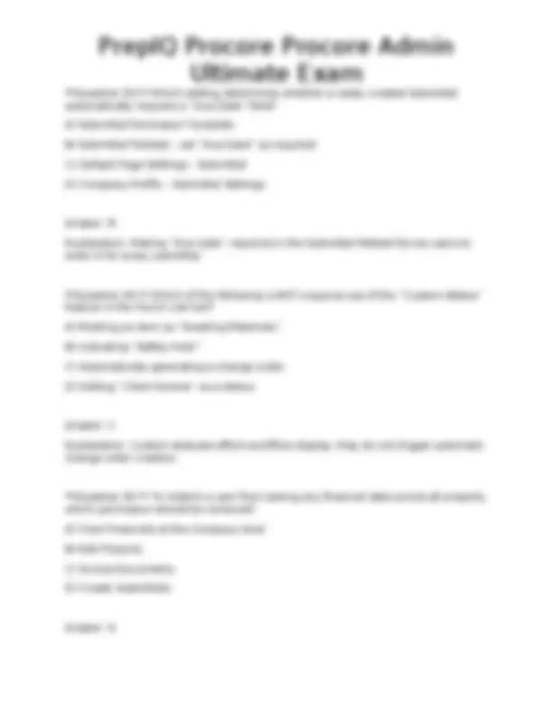PrepIQ Procore Procore Admin Ultimate Exam | Exams Technology | Docsity