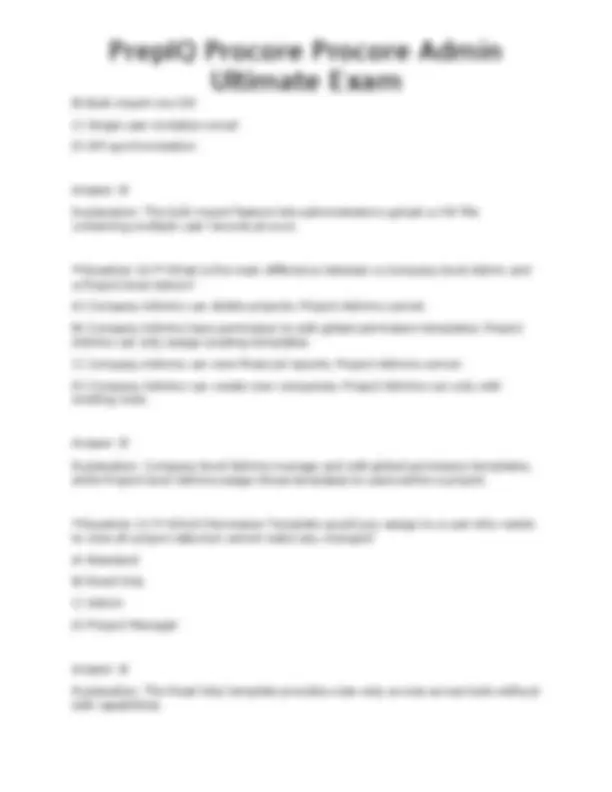 PrepIQ Procore Procore Admin Ultimate Exam | Exams Technology | Docsity
