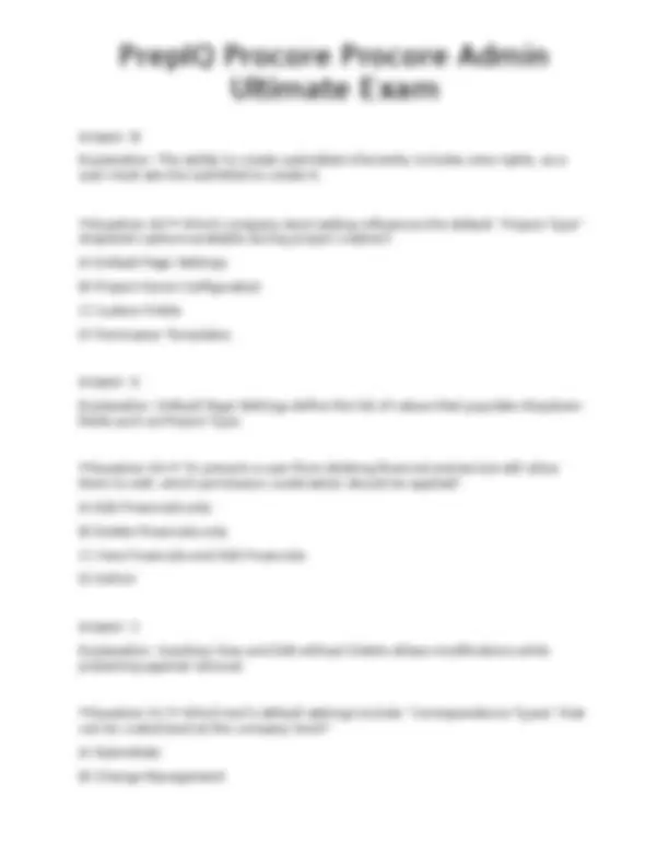 PrepIQ Procore Procore Admin Ultimate Exam | Exams Technology | Docsity