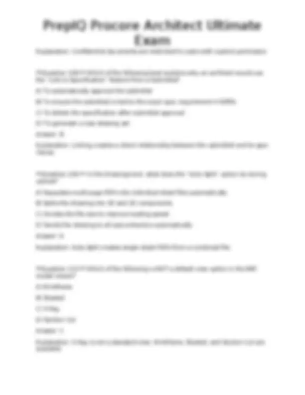 PrepIQ Procore Architect Ultimate Exam | Exams Technology | Docsity