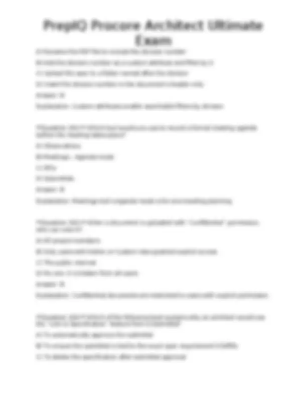 PrepIQ Procore Architect Ultimate Exam | Exams Technology | Docsity