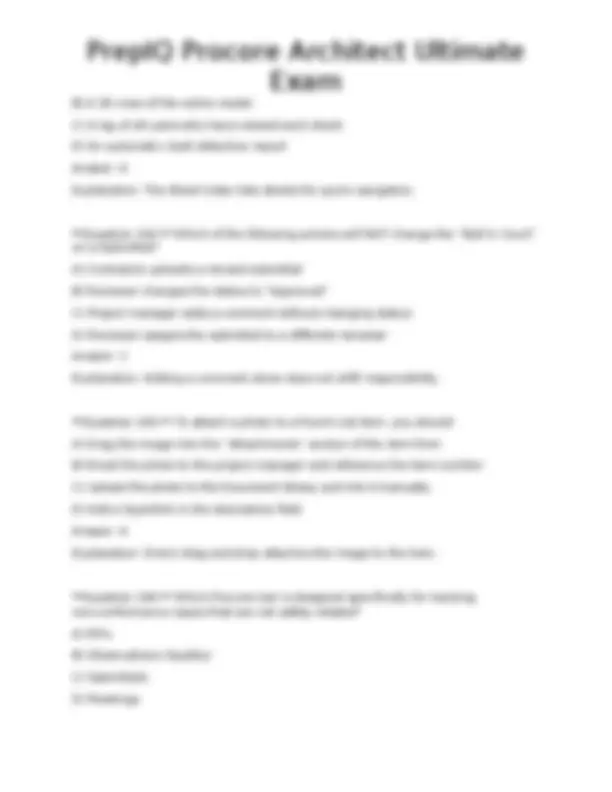 PrepIQ Procore Architect Ultimate Exam | Exams Technology | Docsity