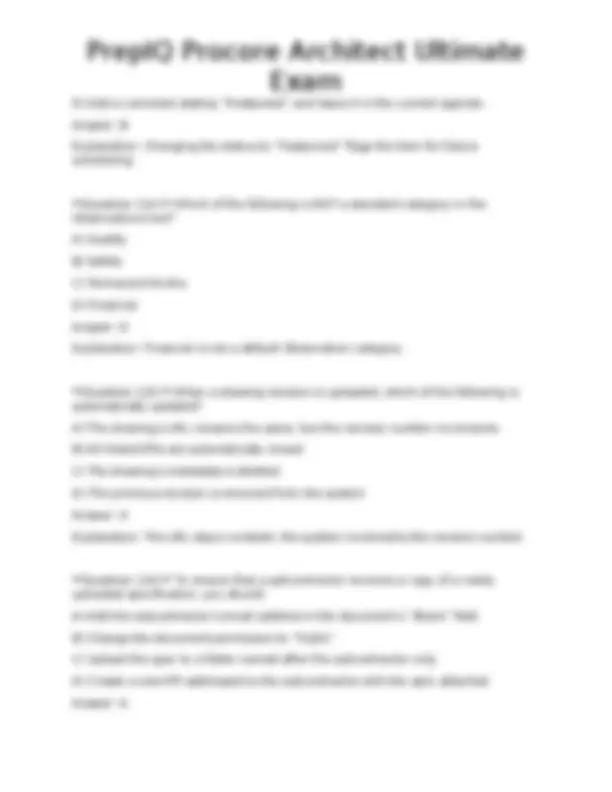 PrepIQ Procore Architect Ultimate Exam | Exams Technology | Docsity