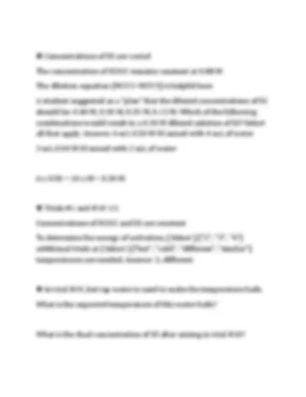 CHEM 104 EXPERIMENT 1 KINETICS SUMMER 3 2026 COMPLETE LAB QUESTIONS AND ...