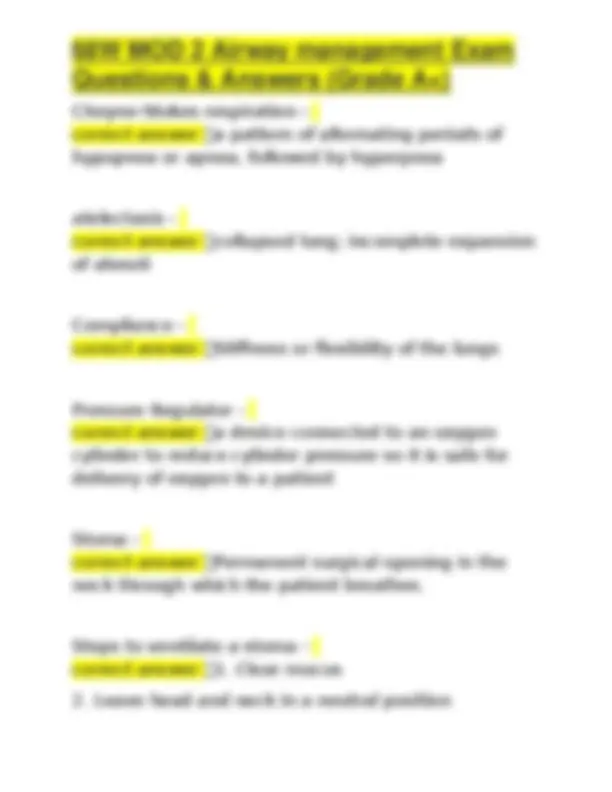 68W MOD 2 Airway management Exam Questions & Answers (Grade A+) | Exams ...