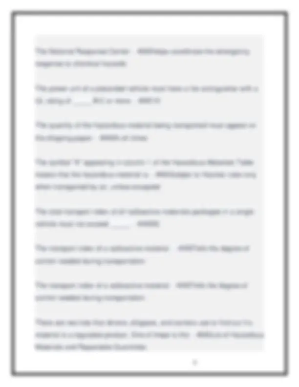 Commercial Driver License (Class A) Hazmat Endorsement Test. Questions ...