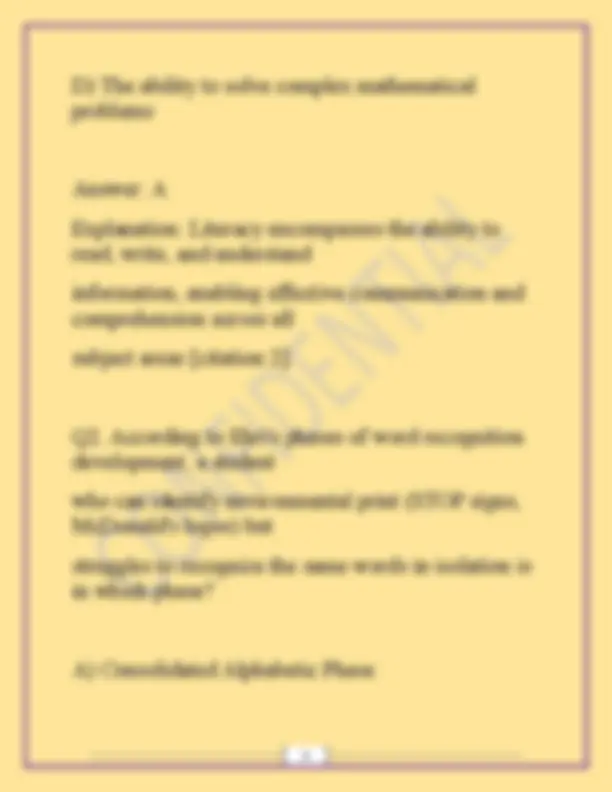 WGU D668 ELEMENTARY LITERACY CURRICULUM OBJECTIVE ASSESSMENT (OA) 2026 ...