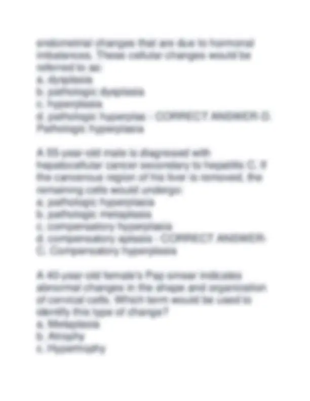 Pathophysiology Exam 1 Sample Questions A report comes back indicating ...
