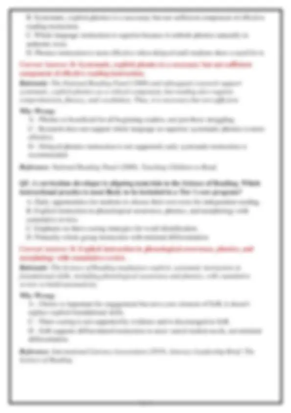 EDRS 659 Foundations of Literacy Instruction COMPLETE Practice Question ...