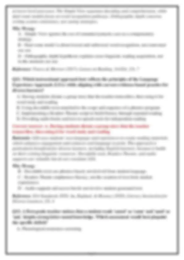 EDRS 659 Foundations of Literacy Instruction COMPLETE Practice Question ...