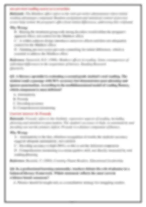 EDRS 659 Foundations of Literacy Instruction COMPLETE Practice Question ...