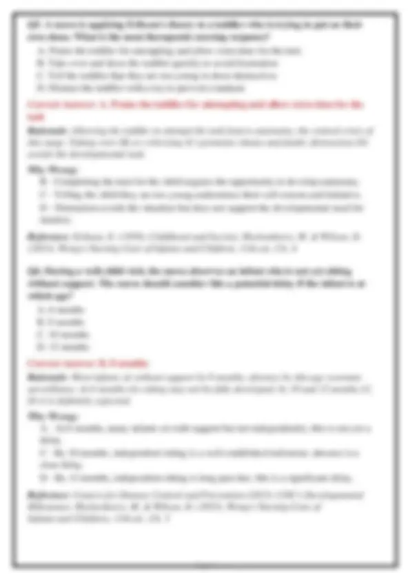 NR 340 Pediatric Nursing Infant Toddler Development Exam 2 ACTUAL EXAM ...