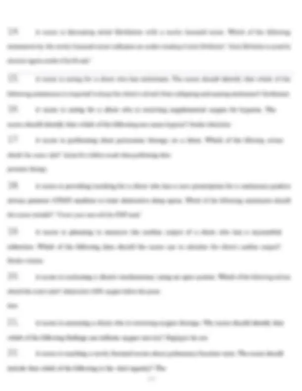 RN Gas Exchange and Oxygenation Assessment 2.0 | Exams Nursing | Docsity