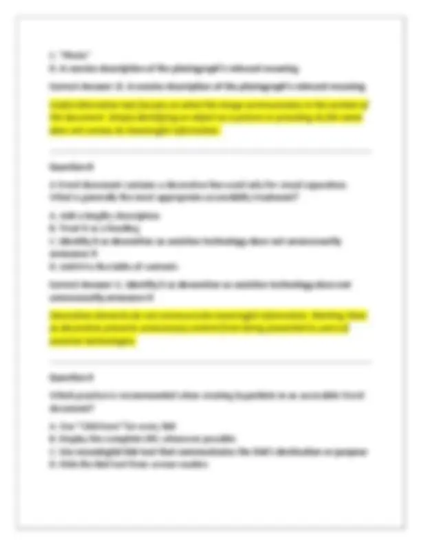Accessible Microsoft Office Documents Exam Questions with Correct ...