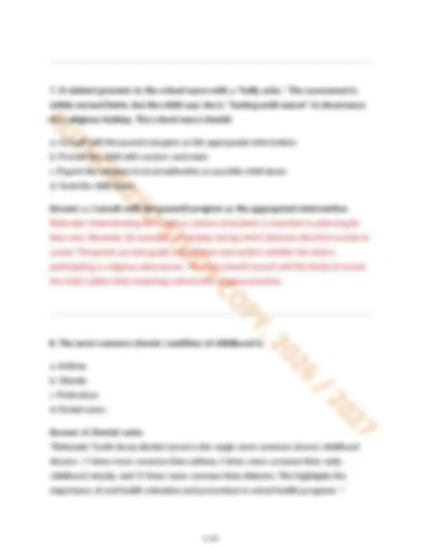 Rn Test Questions Actual Nationally Certified School Nurse Test A-Level Questions With ...