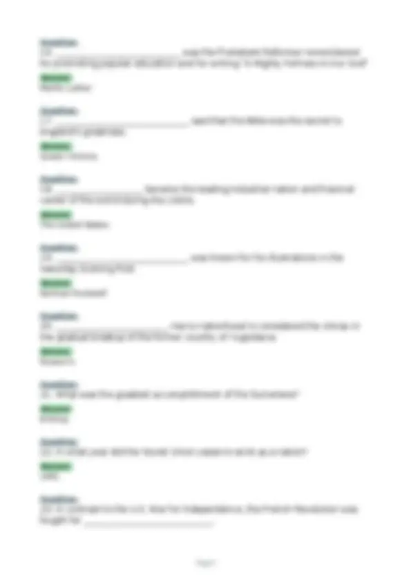 ABEKA 7TH GRADE HISTORY TEST 12 ACTUAL QUESTIONS AND CORRECT ANSWERS ...
