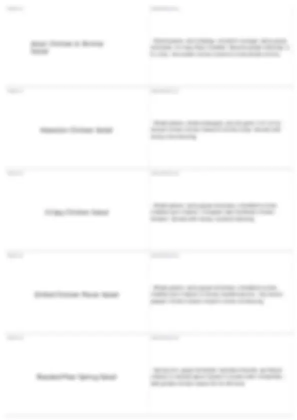 Menu Items and Definitions from a Restaurant | Quizzes Psychology | Docsity