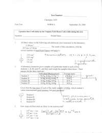 General Chemistry - Exam 1A with Answer Key | CHEM 1035 - Docsity
