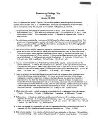 Exam Paper 2 for Study Guide - Elements of Geology | GEOS 2104 - Docsity