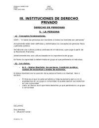 Segona part, Institucions del dret privat