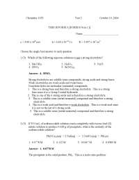 Solved Questions for Practice Test 2 - General Chemistry | CHEM 1035 ...