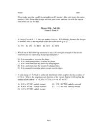Test 2 with Answers Key on General Physics | PHYS 2206 - Docsity