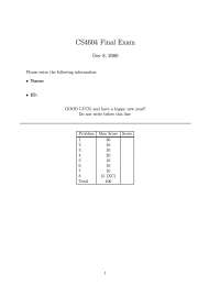 Database Management Systems Final Exam Questions 2000 Cs 4604 Docsity