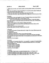 Final Exam Sample Questions - Introduction to Probability | MATH 111 ...