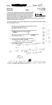 Quiz 1 with Answers - Fundamentals of Physics II | PHYS 122 - Docsity