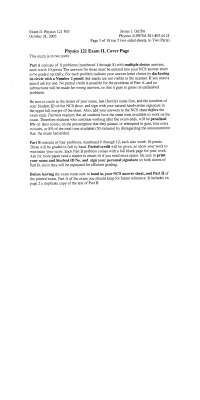 Exam 2 with Solution - Fundamentals of Physics I | PHYS 121 - Docsity