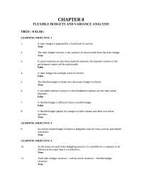 Sample Questions for Flexible Budgets and Variance Analysis | ISE 3004 ...