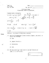 Physics in Modern World - Exam 1 | PHYS 111 - Docsity