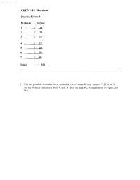 7 Problems on Organic Chemistry II - Practice Exam 1 | CHEM 241 - Docsity