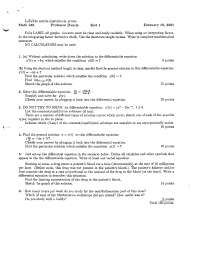 Differential Equations for Scientists - Test 1 with Answer Key | MATH ...