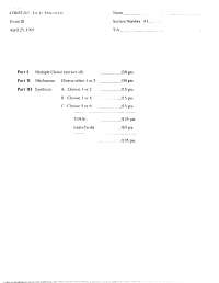 Exam 3 Questions with Solution - Organic Chemistry II | CHEM 241 - Docsity