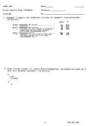 Exam 1 with 10 Questions - Organic Chemistry II | CHEM 241 - Docsity