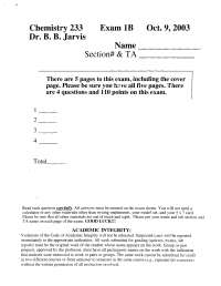 Exam 1 for Chemistry and Biochemistry | CHEM 233 - Docsity