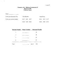 Midterm Exam 2 Questions - Organic Chemistry II | CHEM 241 - Docsity