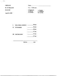 Organic Chemistry II - Exam 3 with Questions | CHEM 241 - Docsity
