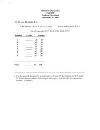 Exam 1 Questions - Organic Chemistry II | CHEM 241 - Docsity