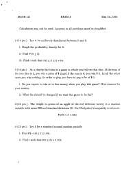 8 Questions for Exam 3 - Introduction to Probability | MATH 111 - Docsity