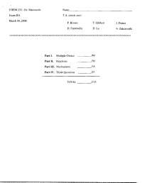 Exam 2 A with Multiple Choice - Organic Chemistry I | CHEM 231 - Docsity