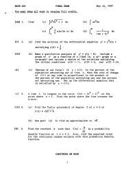 Elementary Calculus II - Final Exam with7 Questions | MATH 221 - Docsity