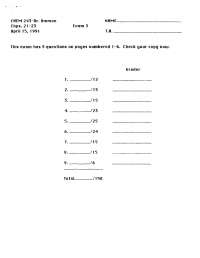 Exam 3 with 9 Questions - Organic Chemistry II | CHEM 241 - Docsity
