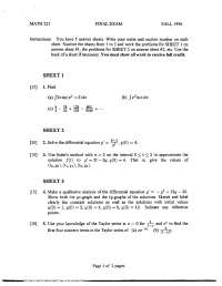 9 Questions Final Exam - Elementary Calculus II | MATH 221 - Docsity